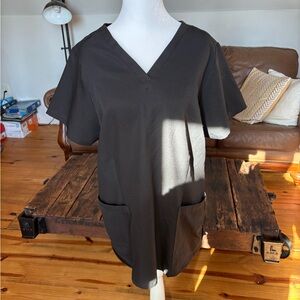 LARGE Black V-Neck Scrub Top